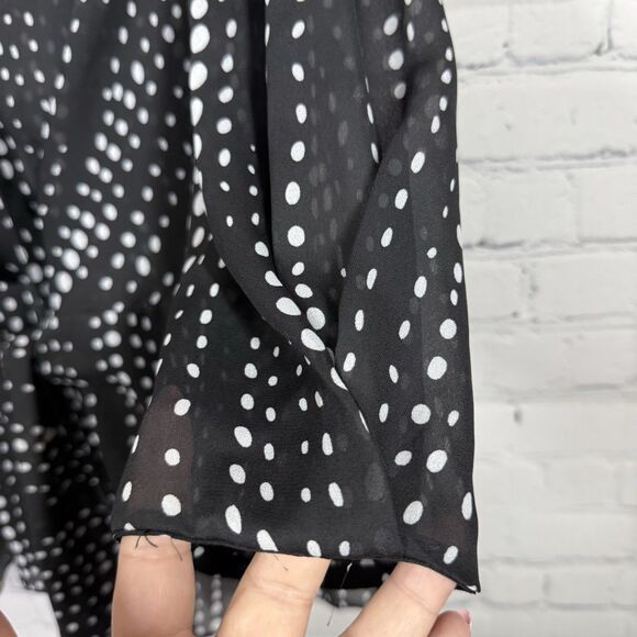 Momentum Sheer Cropped Blouse Women Plus Size 2x Black White Dots Whimsygoth - Picture 7 of 10
